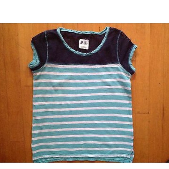 Aeropostale P.S. Girls Striped Blue Shirt Sz Large - Picture 8 of 8